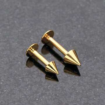 Detail View 1 of Gold Plated Basic Steel Spike Labret